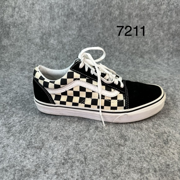 Vans Other - Vans Checker suede Leather Shoes Men's 6.5 Womens 8 White Black Off The Wall